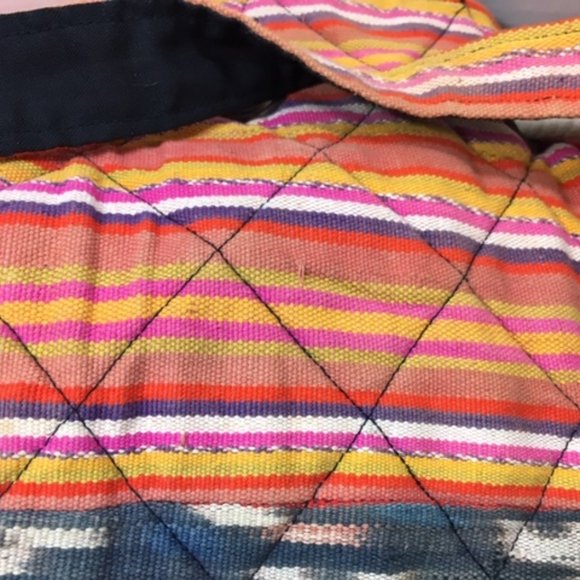 Boho Quilted Multi-Colored Drawstring Backpack Shoulder Bag 14"x9"x16.5" - Picture 16 of 16